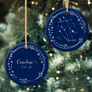 Weihnachts-Individuelle Name Gemini Zodiac Blue Si Keramik Ornament