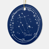 Weihnachts-Individuelle Name Gemini Zodiac Blue Si Keramik Ornament (Links)