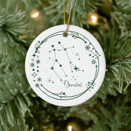 Weihnachts-Individuelle Name Gemini Zodiac Sign Gr Keramik Ornament (Baum)