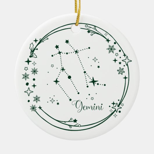Weihnachts-Individuelle Name Gemini Zodiac Sign Gr Keramik Ornament (Vorne)