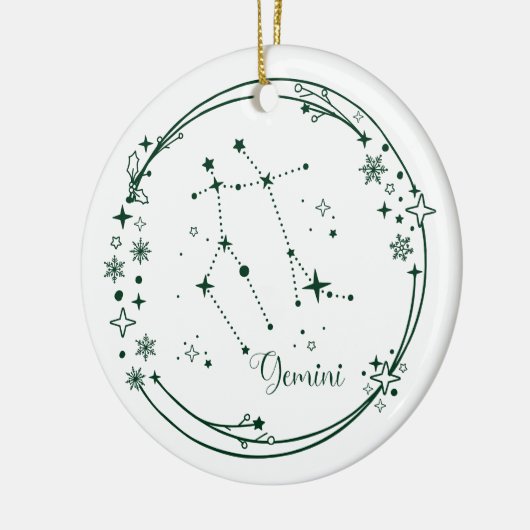 Weihnachts-Individuelle Name Gemini Zodiac Sign Gr Keramik Ornament (Links)