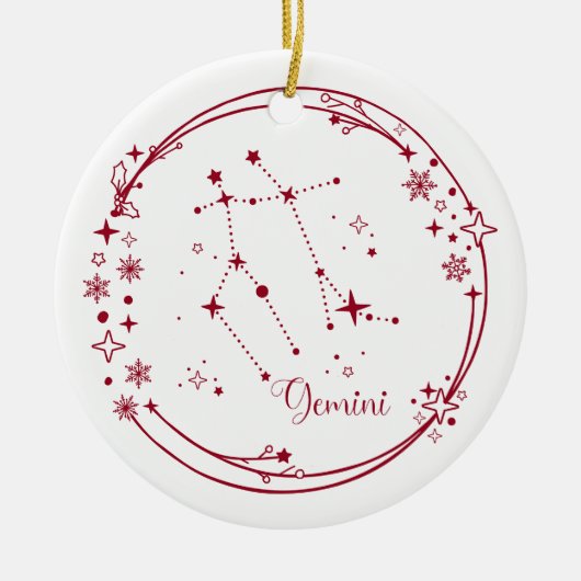 Weihnachts-Individuelle Name Gemini Zodiac Sign St Keramik Ornament (Vorne)