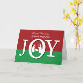 Weihnachts-Individuelle Name JOY on Red and Green Karte (Gelbe Blume)