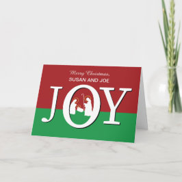 Weihnachts-Individuelle Name JOY on Red and Green Karte