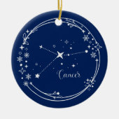 Weihnachts-Individuelle Name-Krebs Zodiac Blue Sil Keramik Ornament (Vorne)