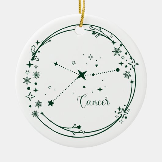 Weihnachts-Individuelle Name Krebs Zodiac Signiere Keramik Ornament (Vorne)