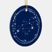 Weihnachts-Individuelle Name Leo Zodiac Blue Siver Keramik Ornament (Rechts)