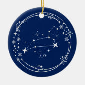 Weihnachts-Individuelle Name Leo Zodiac Blue Siver Keramik Ornament (Vorne)