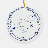 Weihnachts-Individuelle Name Leo Zodiac Sign Blue Keramik Ornament (Vorne)