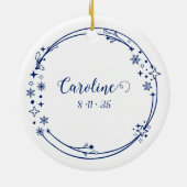 Weihnachts-Individuelle Name Leo Zodiac Sign Blue Keramik Ornament (Hinten)