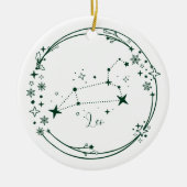 Weihnachts-Individuelle Name Leo Zodiac Sign Green Keramik Ornament (Vorne)