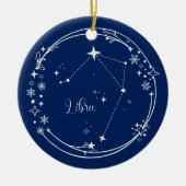 Weihnachts-Individuelle Name Libra Zodiac Blue Sil Keramik Ornament (Vorne)