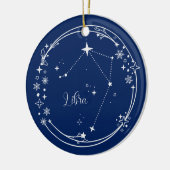 Weihnachts-Individuelle Name Libra Zodiac Blue Sil Keramik Ornament (Links)