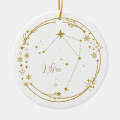 Weihnachts-Individuelle Name Libra Zodiac Sign Gol Keramik Ornament (Vorne)