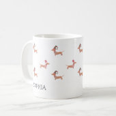 Weihnachts-Individuelle Name Moderne Dackel Muster Kaffeetasse (Vorderseite Links)