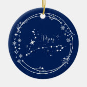 Weihnachts-Individuelle Name Pisces Zodiac Blue Si Keramik Ornament (Vorne)