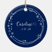 Weihnachts-Individuelle Name Pisces Zodiac Blue Si Keramik Ornament (Hinten)