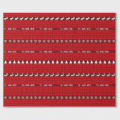 Weihnachts-Individuelle Name Red White Knitter Pul Geschenkpapier (Flach)