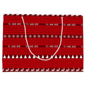 Weihnachts-Individuelle Name Red White Knitter Pul Große Geschenktüte (Rückseite)