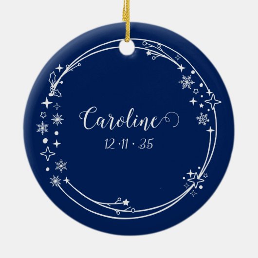 Weihnachts-Individuelle Name Sagittarius Blue Silv Keramik Ornament (Hinten)