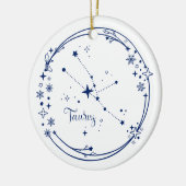 Weihnachts-Individuelle Name Taurus Zodiac Sign Bl Keramik Ornament (Links)