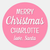 Weihnachts-Individuelle Name Typografie Pink Runder Aufkleber (Vorderseite)