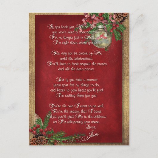 Weihnachts-Inspirationsverse Feiertagspostkarte (Vorderseite)