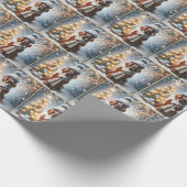 Weihnachts-irischer Setter in Schnee Geschenkpapier (Ecke)