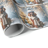 Weihnachts-irischer Setter in Schnee Geschenkpapier (Rolleneckpunkt)