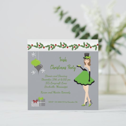 Weihnachts-irisches Party Einladung (Stehend Vorderseite)