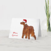 Weihnachts-Irish Setter in Schneeflocken Karte (Vorderseite)