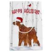 Weihnachts-Irish Setter mit Birch Trees Mittlere Geschenktüte (Vorderseite)