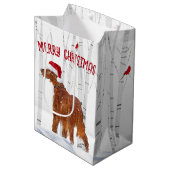 Weihnachts-Irish Setter mit Birch Trees Mittlere Geschenktüte (Vorderseite Schrägansicht)