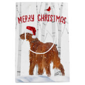 Weihnachts-Irish Setter mit Birch Trees Mittlere Geschenktüte (Vorderseite)