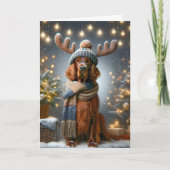 Weihnachts-Irish Setter mit Rentier Antlers Karte (Vorderseite)