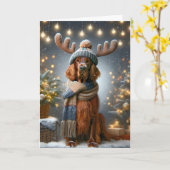Weihnachts-Irish Setter mit Rentier Antlers Karte (Gelbe Blume)