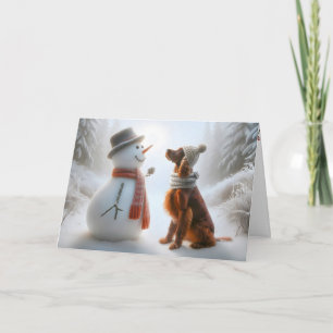 Weihnachts-Irish-Setter mit Schneemann Karte