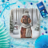Weihnachts-Irish-Setter mit Schneemann Pappteller (Party)