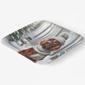 Weihnachts-Irish-Setter mit Schneemann Pappteller (Gewinkelt)