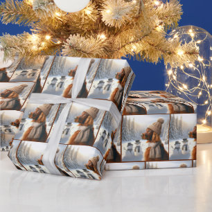 Weihnachts-Irish Setter mit Schneemännern Geschenkpapier