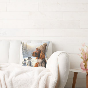 Weihnachts-Irish Setter und Snowmen Kissen