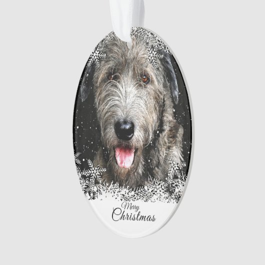 Weihnachts Irish Wolfhound Acrylschmuck Ornament (Vorderseite)