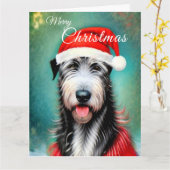 Weihnachts Irish Wolfhound Card Karte (Gelbe Blume)