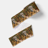 Weihnachts-Irish Wolfhound verheddert in Lichtern Ripsband (Rückseite)