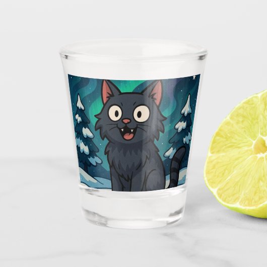 Weihnachts-Isländische Julkatze Schnapsglas (Vorderseite)