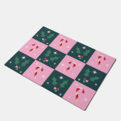 Weihnachts-Ivy, Candy Cane mit Sternen-Checkerboar Fußmatte (Schrägansicht)