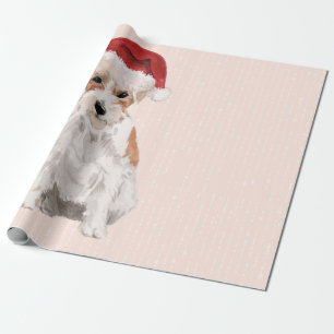 Weihnachts-Jack Russell Dog Weihnachtsmannmütze Geschenkpapier