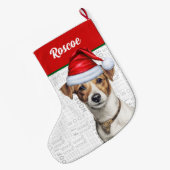 Weihnachts-Jack Russell mit dem Namen Woof Backgro Großer Weihnachtsstrumpf (Rückseite (Hängend))