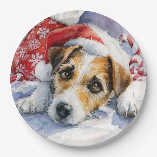 Weihnachts-Jack-Russell-Papierteller Pappteller (Vorderseite)