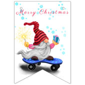 Weihnachts-Jagdfahnen Skater Gnome mit Geschenken Wimpelkette (Erste Fahne)